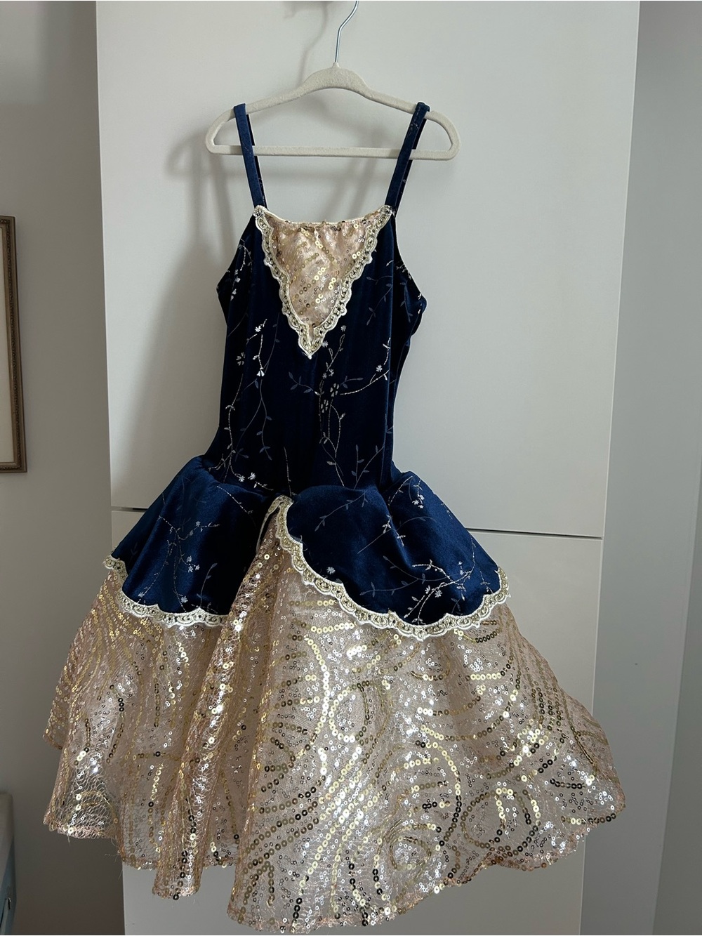Revolution Dancewear “River Waltz” Navy and Gold Sequin Dance Costume - LC